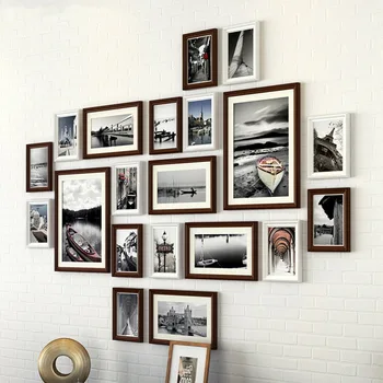 Modern din lemn agățat de rama foto 20 buc/set Creativ combinație acasă rama foto de nunta rama de tablou /pictura rame