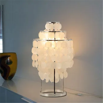 Modern Lampă de Masă Stil Unic Capiz Scoici Crom Lustruit Tabelul Lumina Dormitor, Noptiere, corpuri de iluminat Decor Acasă lampa de Birou