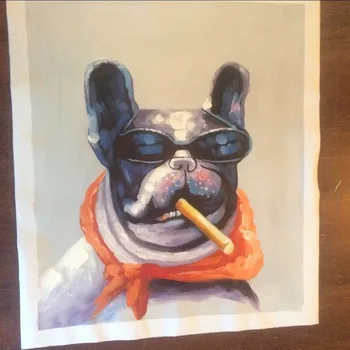 Moderne de Animale Pictură în Ulei Rece Nefumători Dog Pure de Mână Pictate Abstract Câine Panza Pictura pentru Camera Copil Decorative Neînrămate