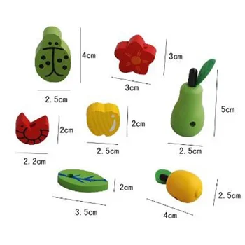 Montessori Pentru Copii Jucarii Lemn Fructe Colorate Margele Șiruri De Copaci Pregătire Preșcolară Learining De Învățământ Brinquedos Juguets