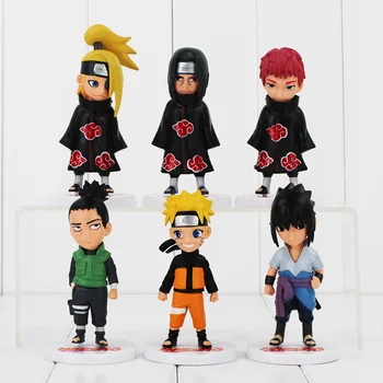 Naruto Versiune Q Sasuke Itachi Deidara Shikamaru Sasori cu baza 12cm Cool Model de Jucărie 6pcs/lot