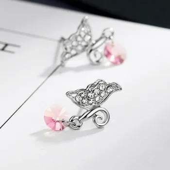 Neoglory Austria Cristal & Stras Picătură Cercei Romantic Fluture Rafinat Elegant Pentru O Doamna De Zi Cu Zi Bijuterii Cadou
