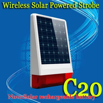 New Sosire! Wireless 315mhz sau 433mhz în aer liber mare strobe Solare alimentat Sirena cu LED intermitent răspuns sunet selecționabil 130 dB