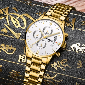 NIBOSI Aur de Lux Celebru Brand de Top Barbati Ceas de Aur de Relogio Masculino Militar Armata Analog Cuarț Ceas de mână Pentru om de Afaceri