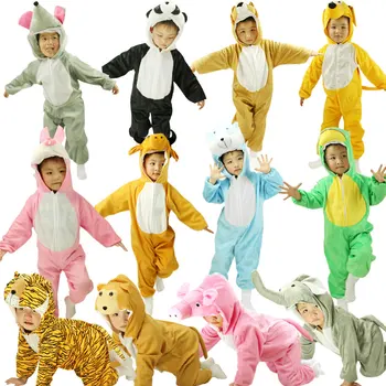 NoEnName Cosplay de Desene animate de iarna Kigurumis Pijamale Copil Pijamale Pijama Costum de Câine, Pisica, Tigru, Elefant pijama pentru Copii Animale Sleepwear