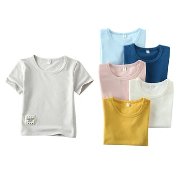 NOI, de Bună Calitate, de Culoare Solidă Fete T-shirt Copii Maneca Scurta Baieti de Top Tricouri de Bumbac pentru Copii Tricouri pentru Fata Pure Camasi 2-10T