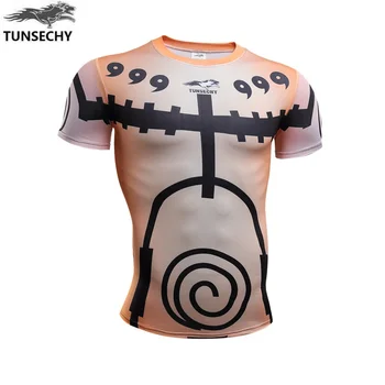 Noi TUNSECHY brand tipar digital 3D strâns om cu maneci scurte T-shirt cu nouă cozi de vulpe desene animate 3 d T-shirt de proiectare