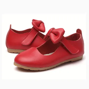 Nou Alb Roz Copii Fete Copii Bowknot Piele Naturala Pantofi Printesa Pentru Fete Școală Petrecere De Nunta Rochie De Pantofi De Dans