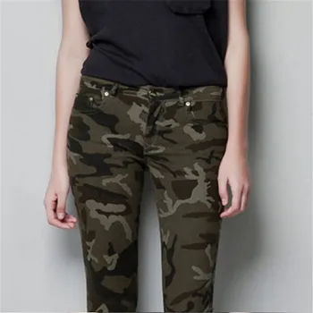 Noua Armata de Femei de Moda Pantaloni de Creion de sex Feminin Casual Militare Pantaloni din Denim Elastic Strâns de Talie Mare Pantaloni de Camuflaj pentru Femei
