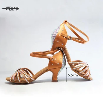 Noua Fata din Satin Stras de Cristal Ballroom SALSA, Tango Pantofi Copii latină Adidași Pantofi