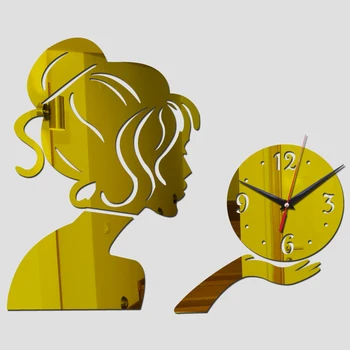 Noul ceas de perete ceasuri reloj de pared ceas, administrat de Acril oglindă autocolante Oameni Living Quartz Acul de transport gratuit