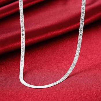 Nouă Femei Bărbați 925 solid placat cu argint Colier Bijuterii de sex Masculin de sex Feminin Moale Șarpe Lanț 4mm 20