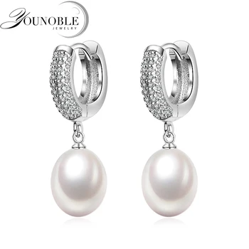 Nunta autentică de apă dulce pearl cercei pentru femei,argint 925 cercei perla aniversare fete de bijuterii cadou alb