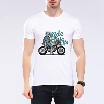Oamenii e Amuzant Cat de Echitatie Motocicleta T-shirt Pasionații de Motociclete T shirt Design O-Gât Scurt T-shirt Mens Casual Topuri Tee G7-9#