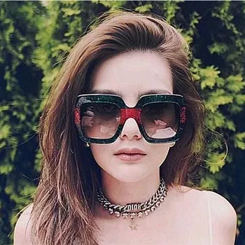 Ochelari de Soare patrati 2018 Supradimensionate Nuante Brand de Lux de Design de ochelari de Soare pentru Femei rosu verde ochelari de soare de sex Feminin de Mult Keeoper 17069