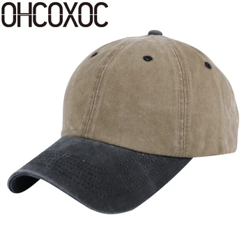 OHCOXOC en-gros unisex casual pălării capace mozaic de culori lavabile din bumbac denim în aer liber în stil sport femei barbati baseball capac