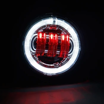(Pachet de 2) de 4.5 Inch LED Trece proiectoare Ceata Cu Roșu Demon Eyes Alb/DRL /Amber Semnalizare Halo pentru Harley Davidson Motocicleta