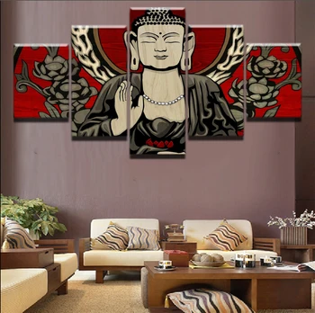 Panza HD Printuri Picturi Cadru 5 Piese Buddha Meditație Zen Poster Acasă Decorative Pentru Perete Camera de zi Imagini de Artă