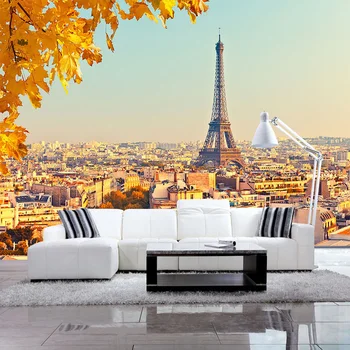 Personalizat Murală Tapet 3D Turnul Eiffel Frunze de Arțar Foto picturi Murale Camera de zi Dormitor Decor Decor de Perete Papel De Parede 3 D