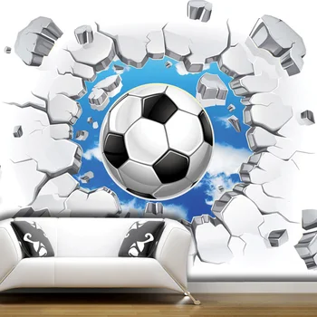 Personalizate 3D Murală Tapet Modern de Fotbal Simplu Rupt de Perete Foto picturi Murale Copii Dormitor Camera de zi Creative Decor Tapet