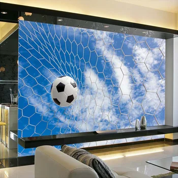 Personalizate 3D Murală Tapet Modern Fresca Sport Fotbal Living, Dormitor, TV Fotografie Tapet de Fundal de Cer Albastru Nori Albi