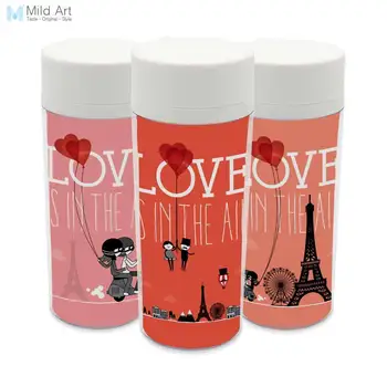 Plastic Izolat de Dragoste Romantice Paris Sticle de Apa de 300ml Cadouri BPA Gratuit Cu Capac Clar Personalizate cu Gura Largă Moderne