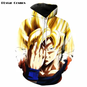 PLstar Cosmos Anime Dragon Ball Z Goku Imprimate 3D Bărbați/ Femei Hanorac cu glugă Mans Hip hop Cool Pulovere Hanorace de Culoare Albastru