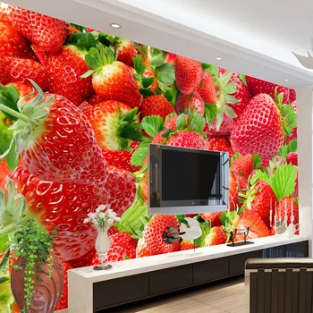 Proaspete de Fructe Capsuni Fotografie Fundal de Decor Mural Restaurantul cu Bucătărie, Living cu TV Fondul Fotografie 3D Tapet, picturi Murale