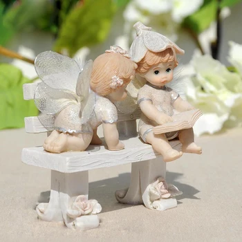 Q-gloria Rășină Copilul Înger Zână Figurine Drăguț Înger Casa Ornamente Drăguț Decor Acasă Miniatură Grădină de Flori de Nunta de decorare