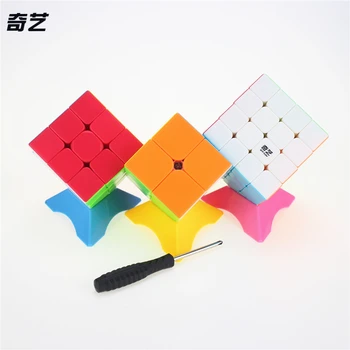 QiYi 2x2x2 3x3x3 4x4x4 1Set/3pcs Cub Magic Viteza de Concurență Cuburi Puzzle Jucării Pentru copii Copii cubo stickerless Mat cub