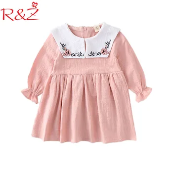 R&Z Copil Fete Dress Ins Coreean 2018 Nou Școala De Primăvară Stil Maneca Lunga Guler Brodat Printesa Rochie De Bumbac Haine Pentru Copii