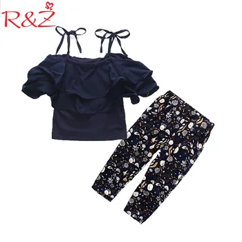 R&ZGirls Seturi Haine Copii Moda Topuri Floral Pantaloni Set De Două Piese Pentru Copii Costum De Vara Fete Tinutele 7 8 9 10 11 12 13 14 Ani