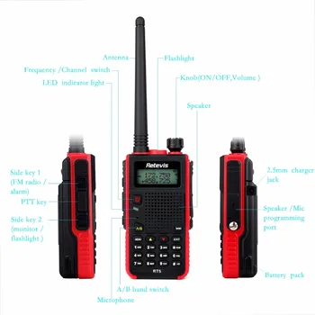 Retevis RT5 Walkie Talkie 5W 128CH VHF UHF Dual Band VOX FM Radio Scanner de Amatori Radio cb Statia de Comunicator Hf Transceiver