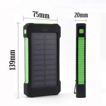 Rezistent la apa Solar Power Bank Real 20000 mAh Dual USB Extern Polimer Baterie în aer liber Lumina Lămpii Powerbank Ferisi