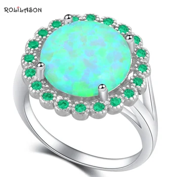 ROLILASON Brand Bal Cadouri Verde Opal Silver Ștampilată Verde Zircon Moda Bijuterii Inel de dimensiune statele UNITE ale americii #6#7#8#9#10 OR865