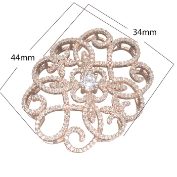 Rose de Aur/Argint/Aur Placat cu Alamă Metal Accesorii Bijuterii Micro Pave AAA Zircon Gol Conectori Pentru Femei Bijuterii