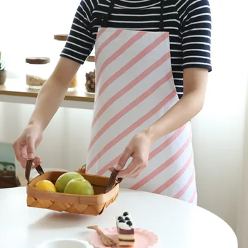 Roz de bumbac șorț câteva modele de moda bucătărie de gătit acasă de copt două șorțuri