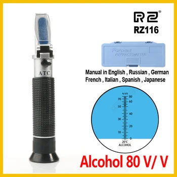 RZ Refractometru Alcool Alcoholometer metru 0~80%V/V ATC Instrument Portabil Hidrometru RZ116 concentrare spiritele tester vin