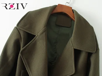RZIV 2017 toamna și iarna palton femei casual culoare solidă elegant haina rever haină lungă