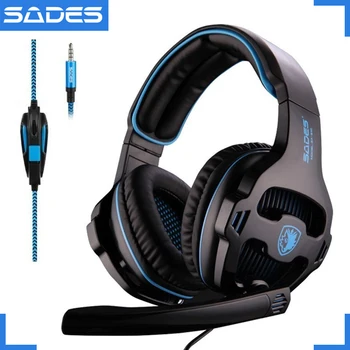 SADES SA-810 3.5 mm cu Fir Gaming Headset Joc de Casti Over Ear cu Microfon pentru PC, Laptop PS4 Telefon Mobil Gamer