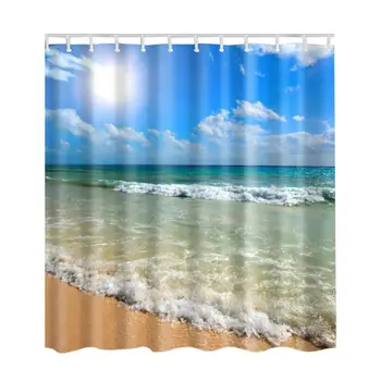 Seascape Beach Sea Imagine de Imprimare Ocean Decor de Colectare Baie Set Tesatura Perdea de Duș cu Cârlige