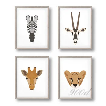 Set de Animal Panza Arta Print Tablou Poster, Girafa, Zebra, ghepard Imagini de Perete pentru Decoratiuni, Decor Acasă FA384