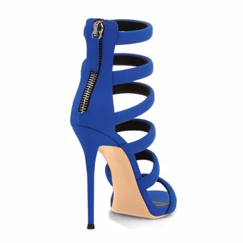 Sexy Albastru Piele De Căprioară Strappy Sandale Pentru Femei Extreme De Mare Doamnelor Tocuri Stiletto Negru Partid Rochie De Seara Pantofi De Vara En-Gros