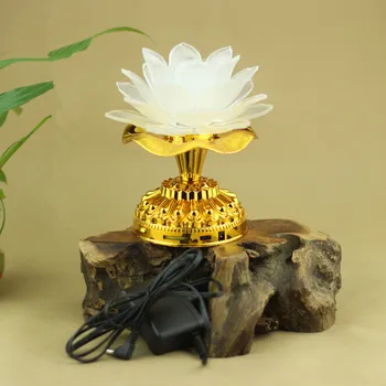 Sfânta 7 LED-uri Colorate Lotus Lampa Budist Furnizează Baza de Aliaj de Schimbare alb Lampa cu 13 Budismul Cântec Templul lui Buddha de Decor