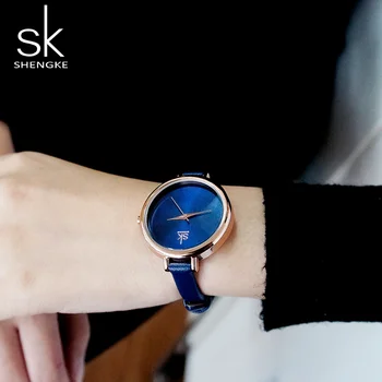 Shengke Ceasuri Femei de Brand de Moda Albastru Ceas Piele Subțire Ceas de mână Cuarț Ceasuri Doamnelor Ceas Relojes Mujer 2018 SK #K0069