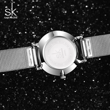 Shengke de Moda Ceasuri Femei de Argint din Oțel Inoxidabil Cuarț Ceas 2018 SK Top Brand de Lux pentru Femei Ceasuri Brățară #K0006