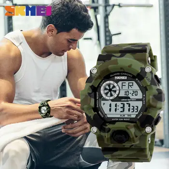 SKMEI Armata Camuflaj militar condus de ceasuri de mana barbati relojes digital sport ceasuri relogio masculino esportivo s-șoc ceas