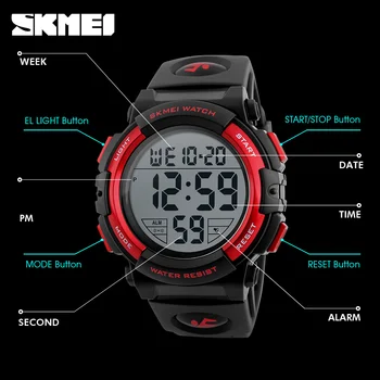 SKMEI Brand Barbati Ceasuri Sport Moda LED Ceas Digital Militare Multifuncționale Ceasuri de mana rezistent la apa 50M Relogio Masculino