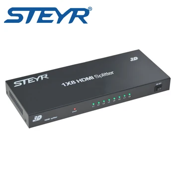 Splitter-ul HDMI 1 din 8,STEYR 8 port HDMI Splitter 1x8 splitter hdmi 1.3 de la 1 la 8 pentru Suport Full HD 1080p 3D, cu Adaptor de Alimentare