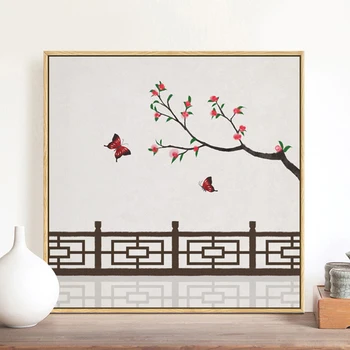 Stil chinezesc Plante de Bambus, Flori acuarelă imprimare Panza Tablou Peisaj de Home Decor de Perete de Arta Imaginile Pentru Camera de zi